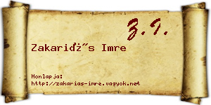 Zakariás Imre névjegykártya