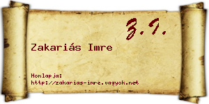 Zakariás Imre névjegykártya